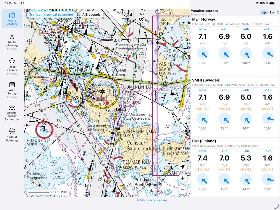 Map and weather at any point