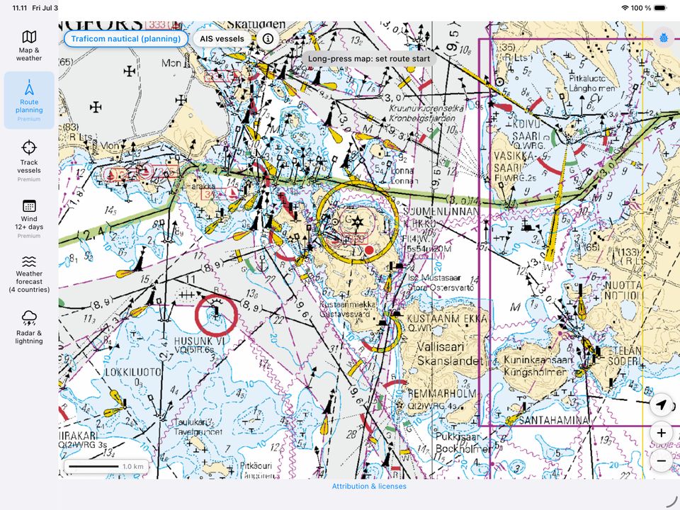 Route planning with weather along the track